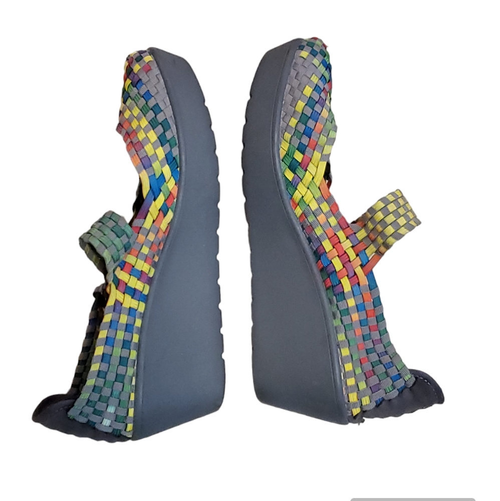 Steven by Steve Madden "Brice" Wedges Rainbow Woven Multi Color Size 10 - Picture 5 of 8
